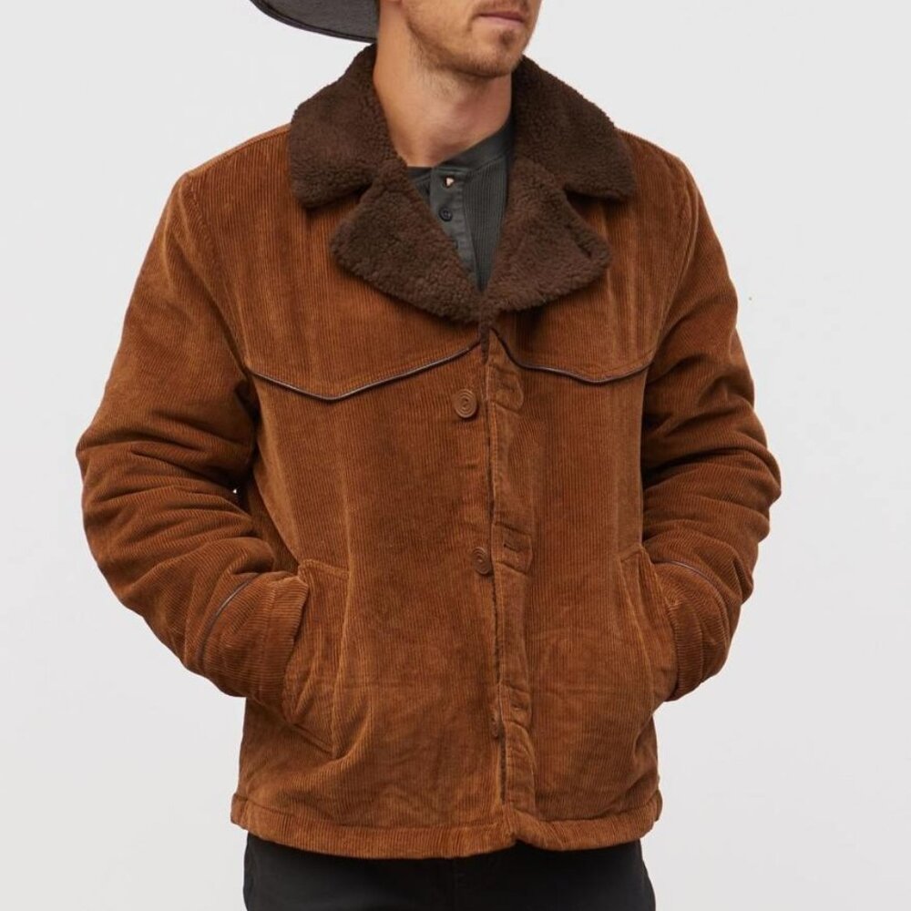 Brixton Men's Wallace Sherpa-Lined Corduroy Jacket - XXL - Bison Brown